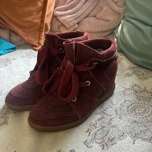Isabel Marant Brown High-Top Wedge Sneakers